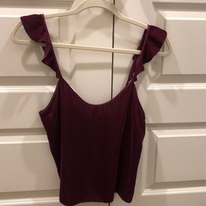 Velvet ruffle crop top